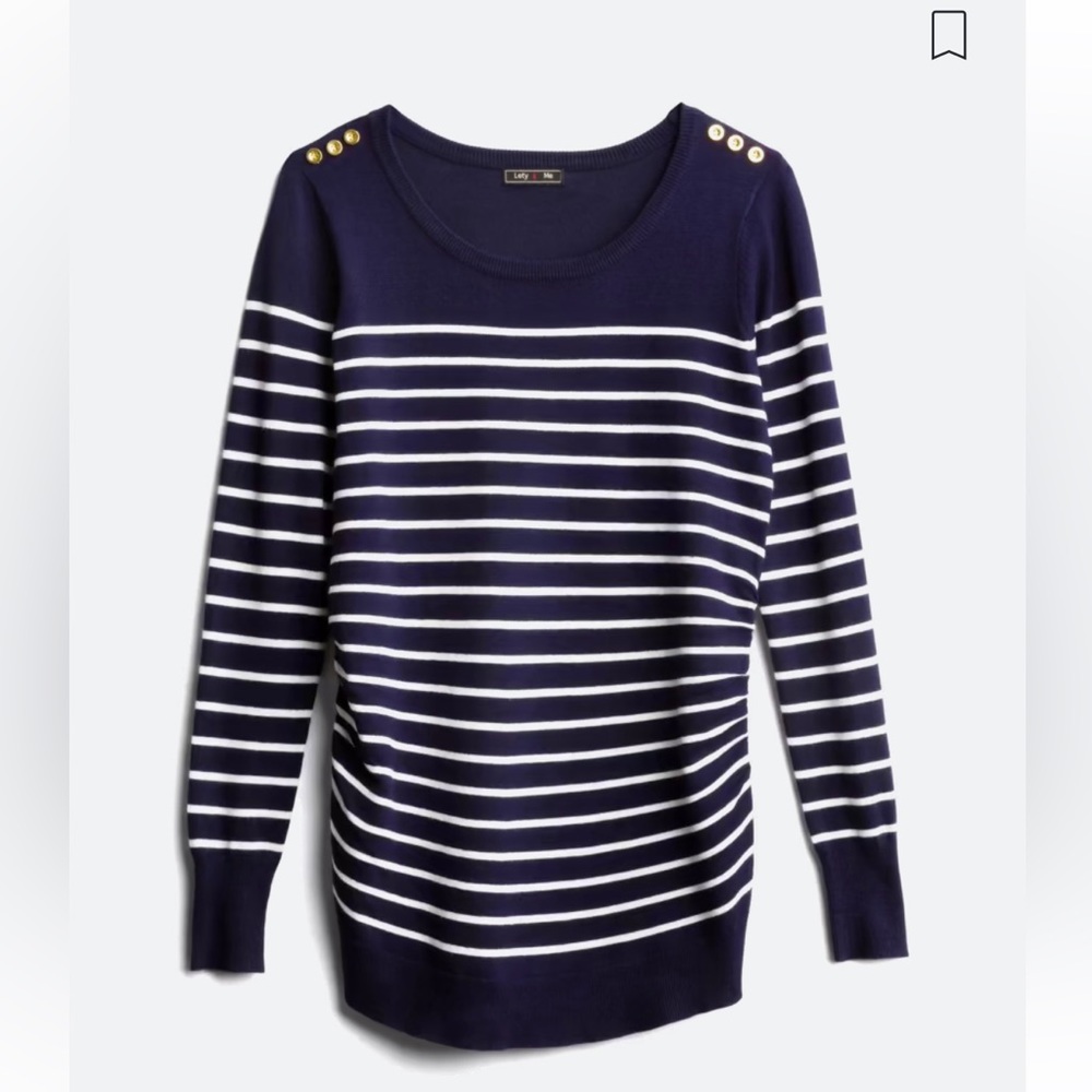 Lety & Me Maternity Sweater Blue/White Stripes XL